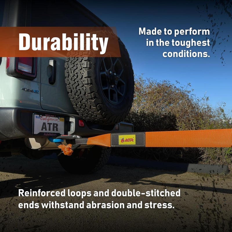 ATR Recovery Tow Strap 3.5" x 20ft – 36,000 lbs Break Strength, Heavy Duty Snatch Strap for Truck, SUV, UTV, Off-Road Pulling, Tow Rope with Storage Bag - Image 4